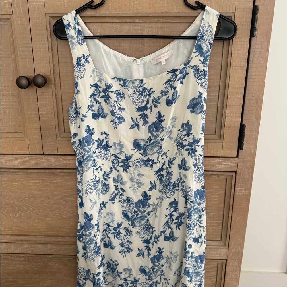 Blue and white mini dress